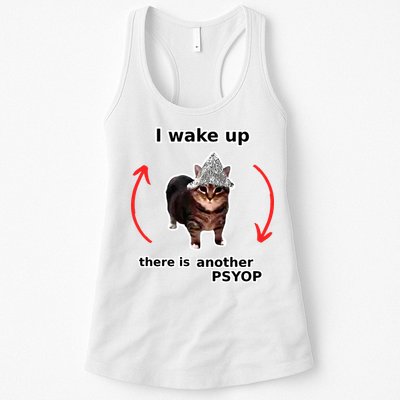 I Wake Up There Is Another Psyop Tin Foil Hat Cat Meme Womens Tank Top