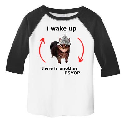 I Wake Up There Is Another Psyop Tin Foil Hat Cat Meme Toddler Fine Jersey T-Shirt