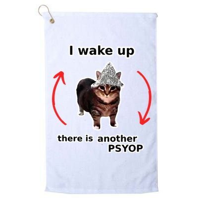 I Wake Up There Is Another Psyop Tin Foil Hat Cat Meme Golf Towel