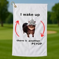 I Wake Up There Is Another Psyop Tin Foil Hat Cat Meme Golf Towel