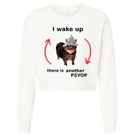 I Wake Up There Is Another Psyop Tin Foil Hat Cat Meme Cropped Pullover Crew