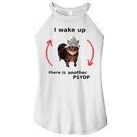 I Wake Up There Is Another Psyop Tin Foil Hat Cat Meme Women's Perfect Tri Rocker Tank