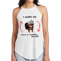 I Wake Up There Is Another Psyop Tin Foil Hat Cat Meme Women's Perfect Tri Rocker Tank