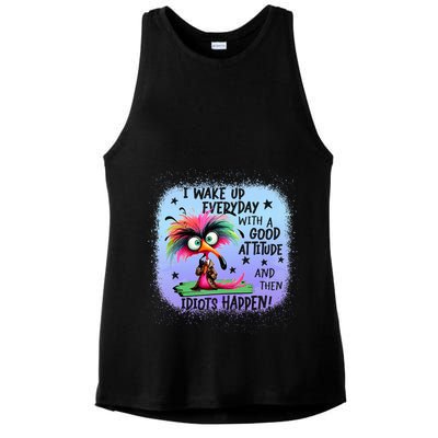 I Wake Up Everyday With A Good Attitude Then Idiots Happen Ladies PosiCharge Tri-Blend Wicking Tank