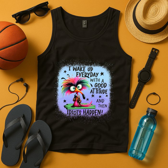 I Wake Up Everyday With A Good Attitude Then Idiots Happen Tank Top