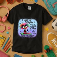 I Wake Up Everyday With A Good Attitude Then Idiots Happen Kids T-Shirt