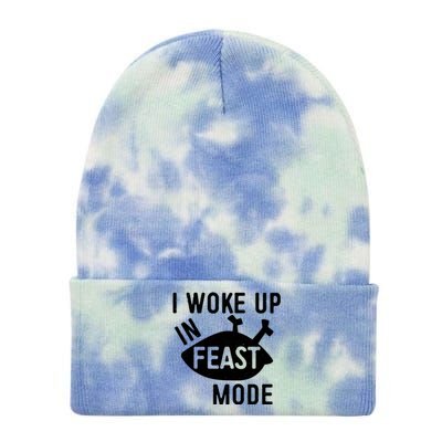 I Woke Up In Feast Mode Cute Gift Turkey Day Gift Cute Gift Tie Dye 12in Knit Beanie