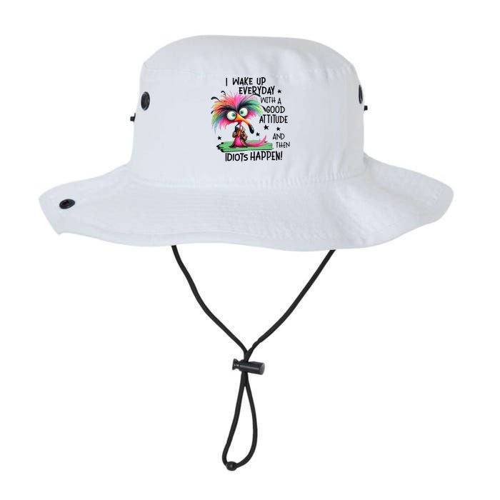 I Wake Up Everyday With A Good Attitude And Then Idiots Legacy Cool Fit Booney Bucket Hat