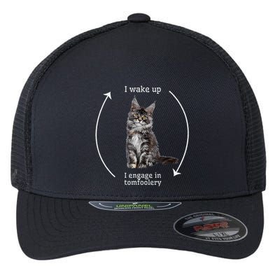 I Wake Up I Engage In Tomfoolery Silly Cat Meme Maine Coon Flexfit Unipanel Trucker Cap