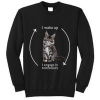 I Wake Up I Engage In Tomfoolery Silly Cat Meme Maine Coon Sweatshirt