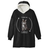 I Wake Up I Engage In Tomfoolery Silly Cat Meme Maine Coon Hooded Wearable Blanket