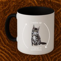I Wake Up I Engage In Tomfoolery Silly Cat Meme Maine Coon Mug