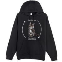 I Wake Up I Engage In Tomfoolery Silly Cat Meme Maine Coon Premium Pullover Hoodie