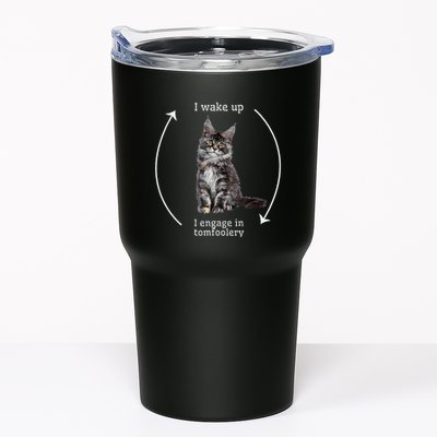 I Wake Up I Engage In Tomfoolery Silly Cat Meme Maine Coon Tumbler