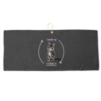 I Wake Up I Engage In Tomfoolery Silly Cat Meme Maine Coon Large Microfiber Waffle Golf Towel