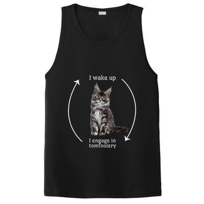 I Wake Up I Engage In Tomfoolery Silly Cat Meme Maine Coon PosiCharge Competitor Tank