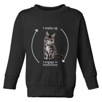 I Wake Up I Engage In Tomfoolery Silly Cat Meme Maine Coon Toddler Sweatshirt