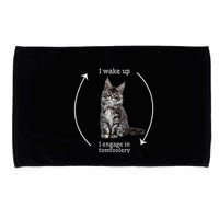 I Wake Up I Engage In Tomfoolery Silly Cat Meme Maine Coon Microfiber Hand Towel