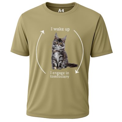 I Wake Up I Engage In Tomfoolery Silly Cat Meme Maine Coon Performance Shirt