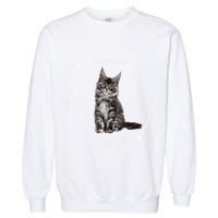 I Wake Up I Engage In Tomfoolery Silly Cat Meme Maine Coon Garment-Dyed Sweatshirt