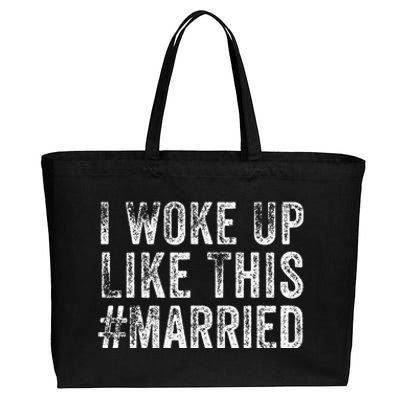 I Woke Up Like This Married Groom New Bride New Husband Cotton Canvas Jumbo Tote