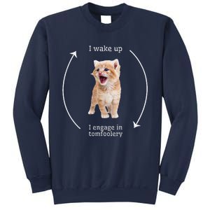 I Wake Up I Engage In Tomfoolery Silly Cat Meme Sweatshirt