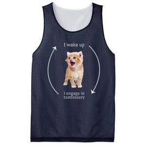 I Wake Up I Engage In Tomfoolery Silly Cat Meme Mesh Reversible Basketball Jersey Tank