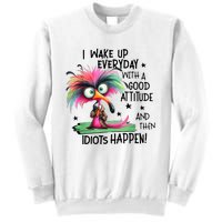 I Wake Up Everyday With A Good Attitude And Then Idiots Sweatshirt