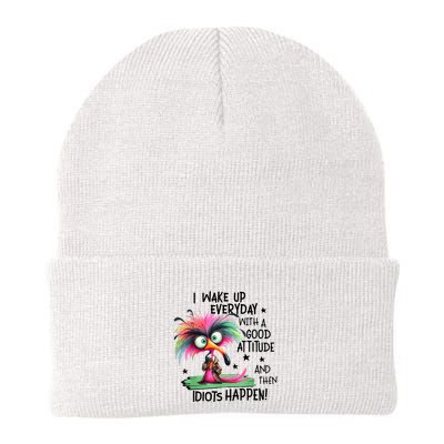 I Wake Up Everyday With A Good Attitude And Then Idiots Knit Cap Winter Beanie