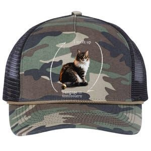 I Wake Up I Engage In Tomfoolery Silly Cat Meme Retro Rope Trucker Hat Cap