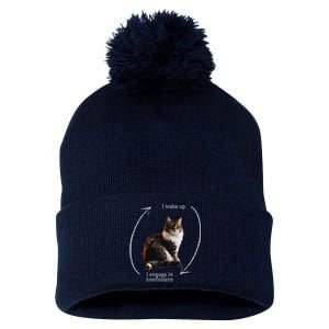 I Wake Up I Engage In Tomfoolery Silly Cat Meme Pom Pom 12in Knit Beanie