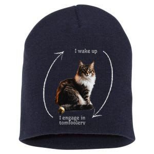 I Wake Up I Engage In Tomfoolery Silly Cat Meme Short Acrylic Beanie