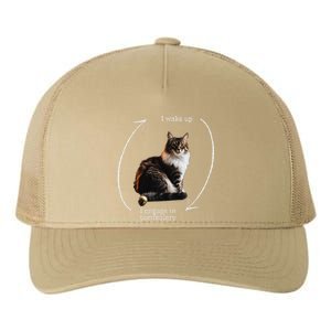 I Wake Up I Engage In Tomfoolery Silly Cat Meme Yupoong Adult 5-Panel Trucker Hat