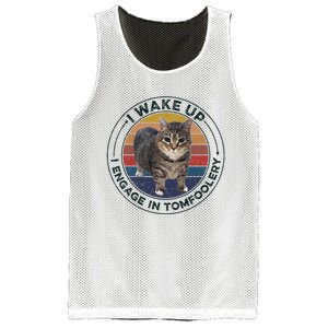 I Wake Up I Engage In Tomfoolery Silly Cat Meme Dark Joke Mesh Reversible Basketball Jersey Tank