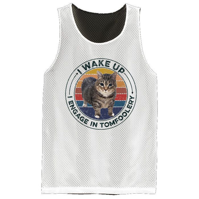 I Wake Up I Engage In Tomfoolery Silly Cat Meme Dark Joke Mesh Reversible Basketball Jersey Tank