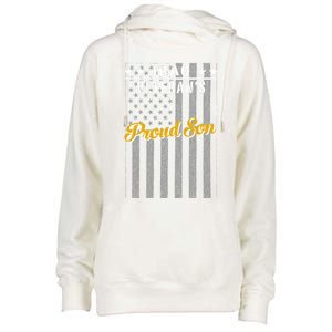 Iraq War Veteran Proud Son American Flag Great Gift Womens Funnel Neck Pullover Hood