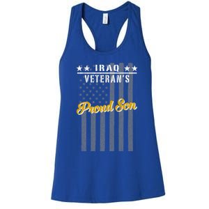 Iraq War Veteran Proud Son American Flag Great Gift Women's Racerback Tank