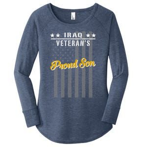 Iraq War Veteran Proud Son American Flag Great Gift Women's Perfect Tri Tunic Long Sleeve Shirt