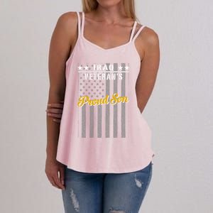 Iraq War Veteran Proud Son American Flag Great Gift Women's Strappy Tank