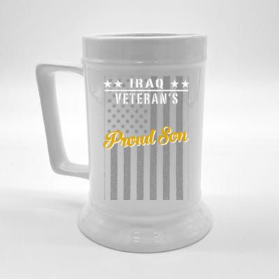 Iraq War Veteran Proud Son American Flag Great Gift Beer Stein