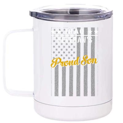 Iraq War Veteran Proud Son American Flag Great Gift 12 oz Stainless Steel Tumbler Cup