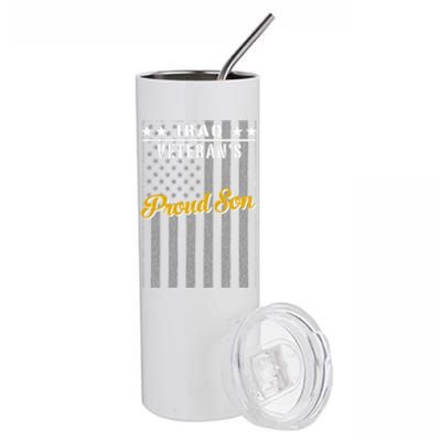 Iraq War Veteran Proud Son American Flag Great Gift Stainless Steel Tumbler