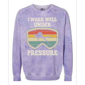 I Work Well Pressure Distressed Scuba Diving Diver Colorblast Crewneck Sweatshirt