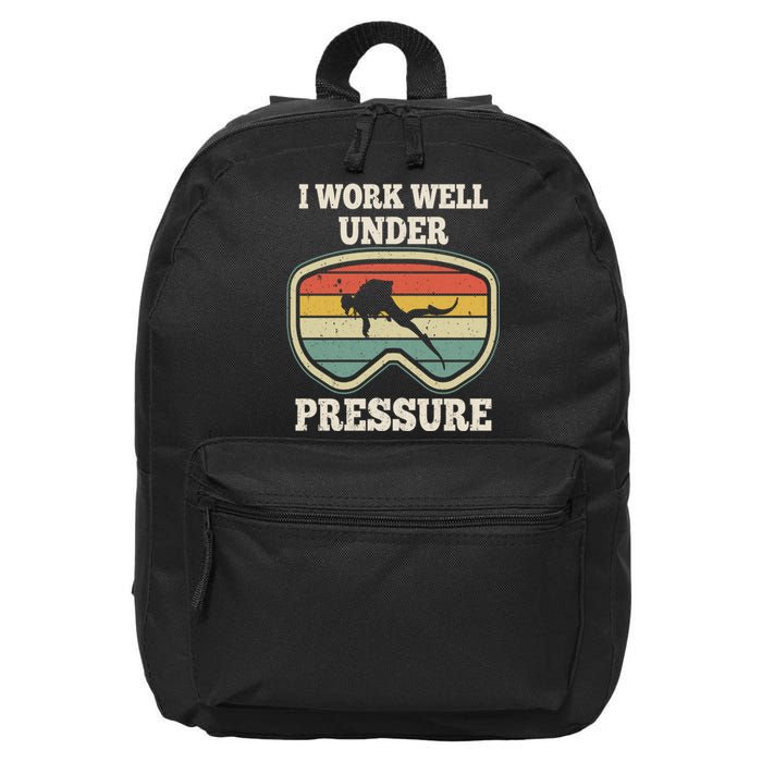 I Work Well Pressure Distressed Scuba Diving Diver 16 in Basic Backpack