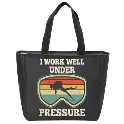 I Work Well Pressure Distressed Scuba Diving Diver Zip Tote Bag