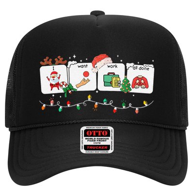 I Want Work All Done Sign Language Speech Aac Christmas Xmas Trucker Hat
