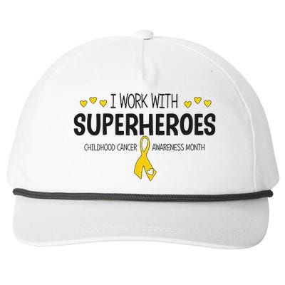 I Work With Superheroes Childhood Cancer Awareness Month Snapback Five-Panel Rope Hat