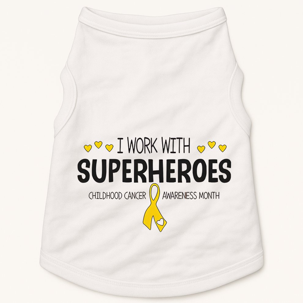 I Work With Superheroes Childhood Cancer Awareness Month Doggie Tank