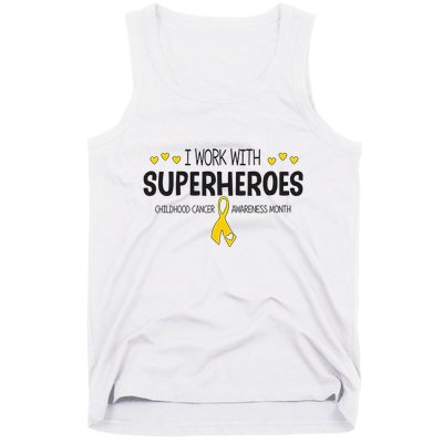 I Work With Superheroes Childhood Cancer Awareness Month Tank Top