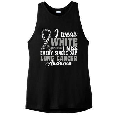 I Wear White Lung Cancer Awareness Ladies PosiCharge Tri-Blend Wicking Tank